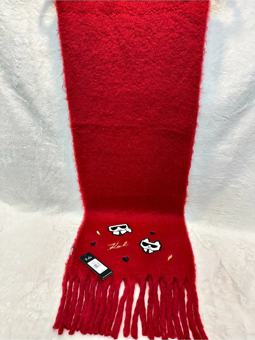 Karl Lagerfeld Paris L4WS7871 Red Logo Scarf NWT